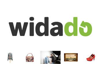 Das LOGO des Onlineshops widado mit kleinen Bildern von einigen Produkten.