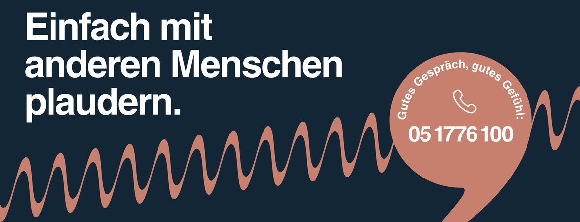 Eine Grafik der Aktion "Plaudernetz" mit dem Slogan "Einfach mit anderen Menschen plaudern."