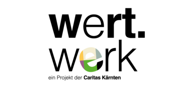 Das Logo des wert.werk in Blockbuchstaben, wobei das "e" von werk in bunten Farben gehalten ist.